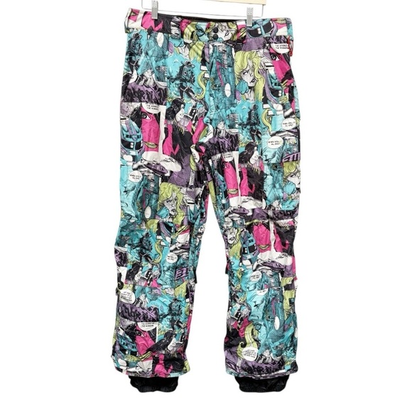 Burton Dryride Snowboarding Ski Poacher Pants Comic Print Size Large - Picture 1 of 10